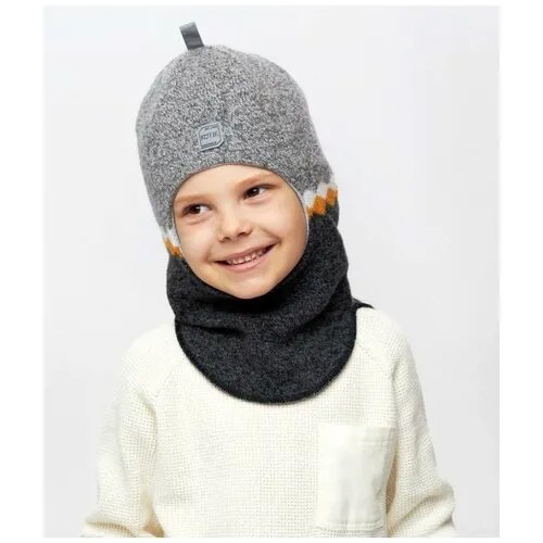Шапка-шлем для мальчика Kotik Куджо 6 лет т. серый+серый