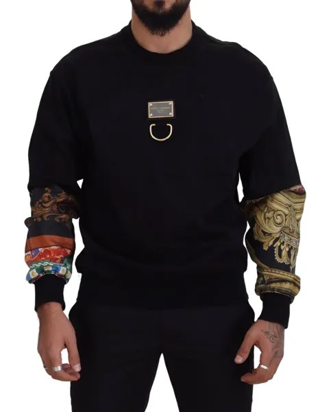 DOLCE - GABBANA Свитер, черный хлопковый пуловер с круглым вырезом и логотипом IT50/US40/L 1350usd