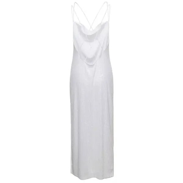Платье maxi dress with draped neckline and all-over Rotate, белый