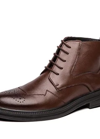 Мужские Brogue Comfy Microfiber Leather Business Платье Ankle Ботинки