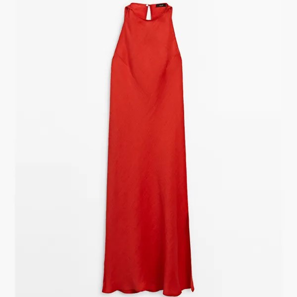 Платье Massimo Dutti Red Cowl Collar, красный