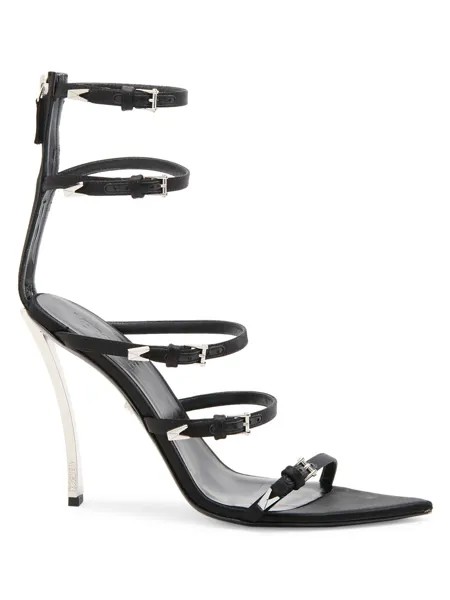 Кожаные сандалии с ремешками Versace, черный