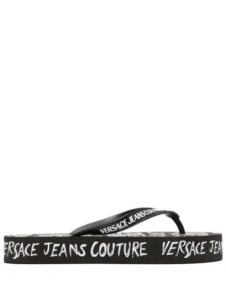 Versace Jeans Couture шлепанцы с логотипом, черный