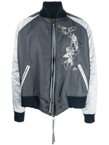 Бомбер с принтом Greg Lauren, синий