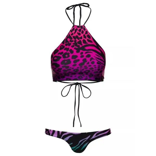 Купальник animal-print bikini set in fuchsia technical fabri The Attico, розовый