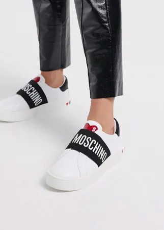 Кроссовки-слипоны с логотипом Love Moschino-Белый