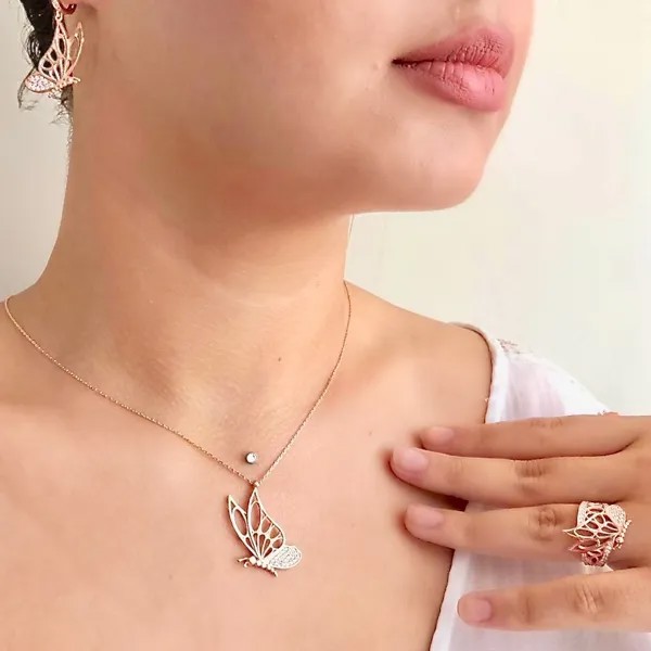 Цепочка женская из серебра 925 пробы, с бабочкой