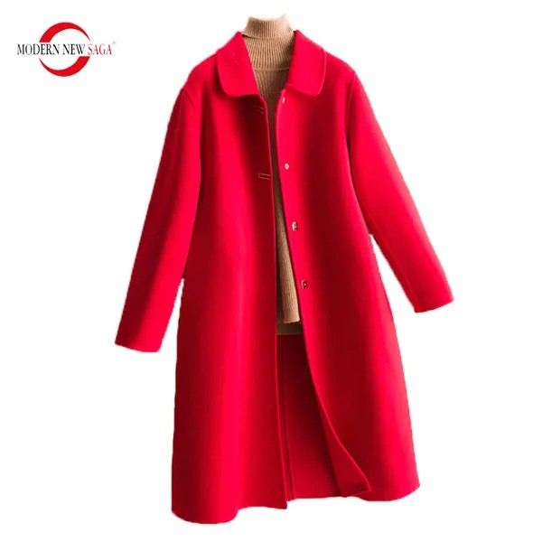 MODERN NEW SAGA 2023 женское пальто из 100% шерсти осеннее шерстяное пальто бушлат зимнее теплое шерстяное длинное пальто женское пальто осенняя женская одежда