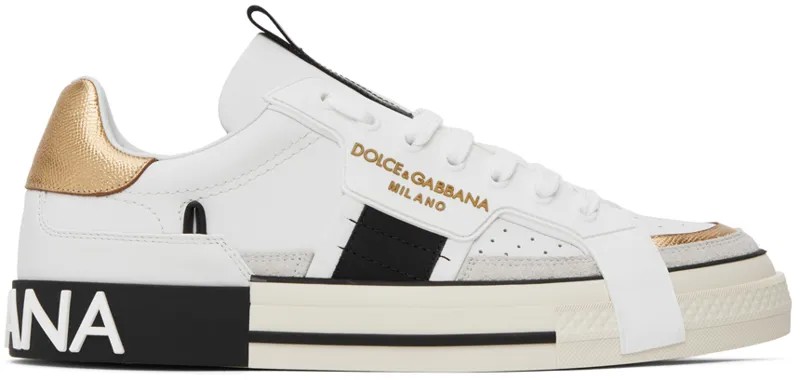 Бело-золотые кроссовки 2.Zero Custom Dolce&Gabbana