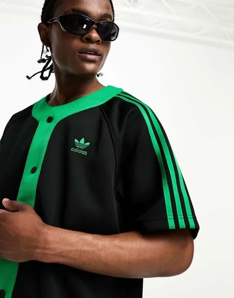 Черно-зеленая бейсбольная рубашка adidas Originals Superstar