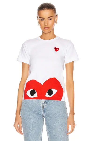 Футболка Comme des Garçons Red Emblem Heart, белый