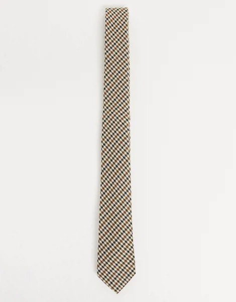 Узкий галстук в клетку коричневого цвета ASOS DESIGN-Коричневый цвет