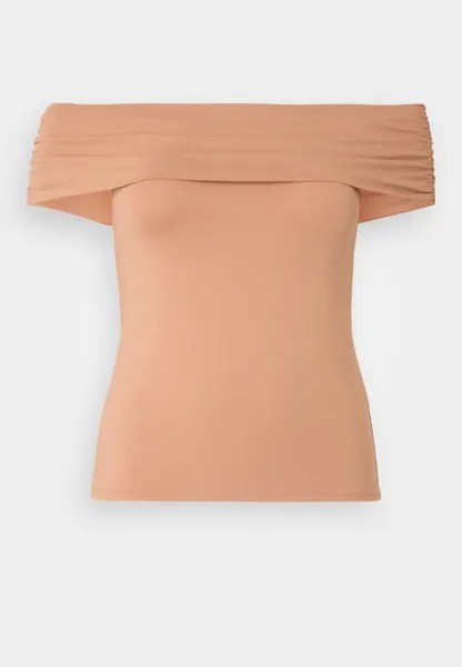 Футболка с принтом CARTIME OFF SHOULDER ONLY Carmakoma, песочный