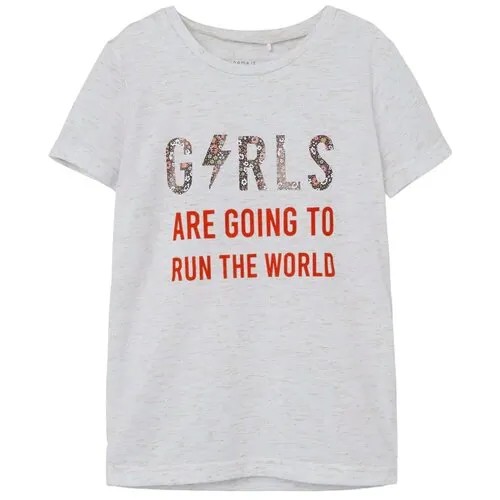 Name it, футболка для девочки, Цвет: хаки, размер: 146-152
