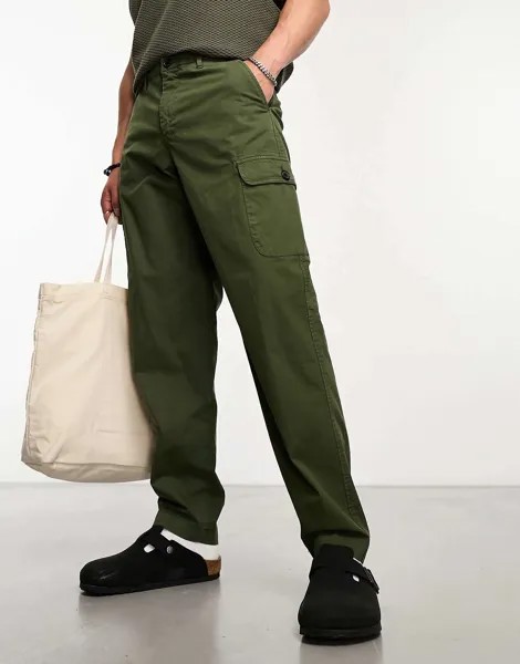 Темно-зеленые зауженные брюки-карго из твила PS Paul Smith
