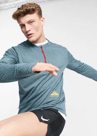 Бирюзовый лонгслив на молнии 1/4 Nike Running Trail-Зеленый цвет