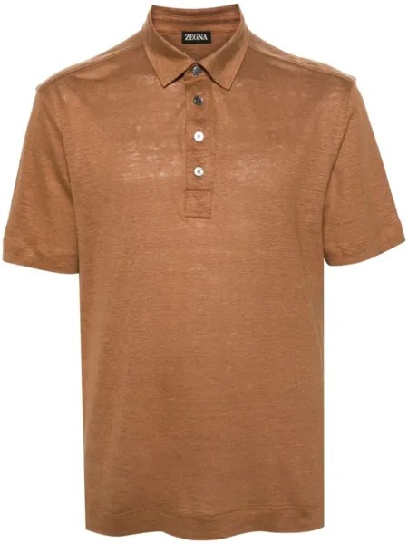 Zegna льняная рубашка поло, коричневый