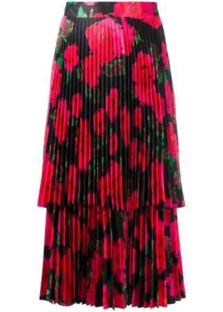 Richard Quinn плиссированная юбка с цветочным принтом