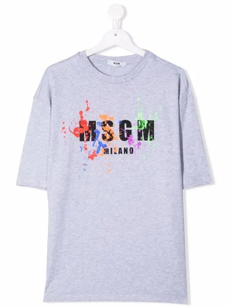 MSGM Kids футболка с эффектом разбрызганной краски