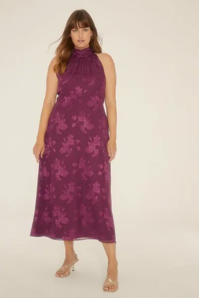 Атласное платье миди Curve с цветочным принтом Oasis, фиолетовый