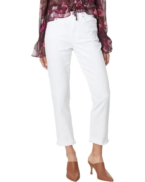 Джинсы Paige High-Rise Brigitte Raw Hem Cuf in White Noise Distressed, белый