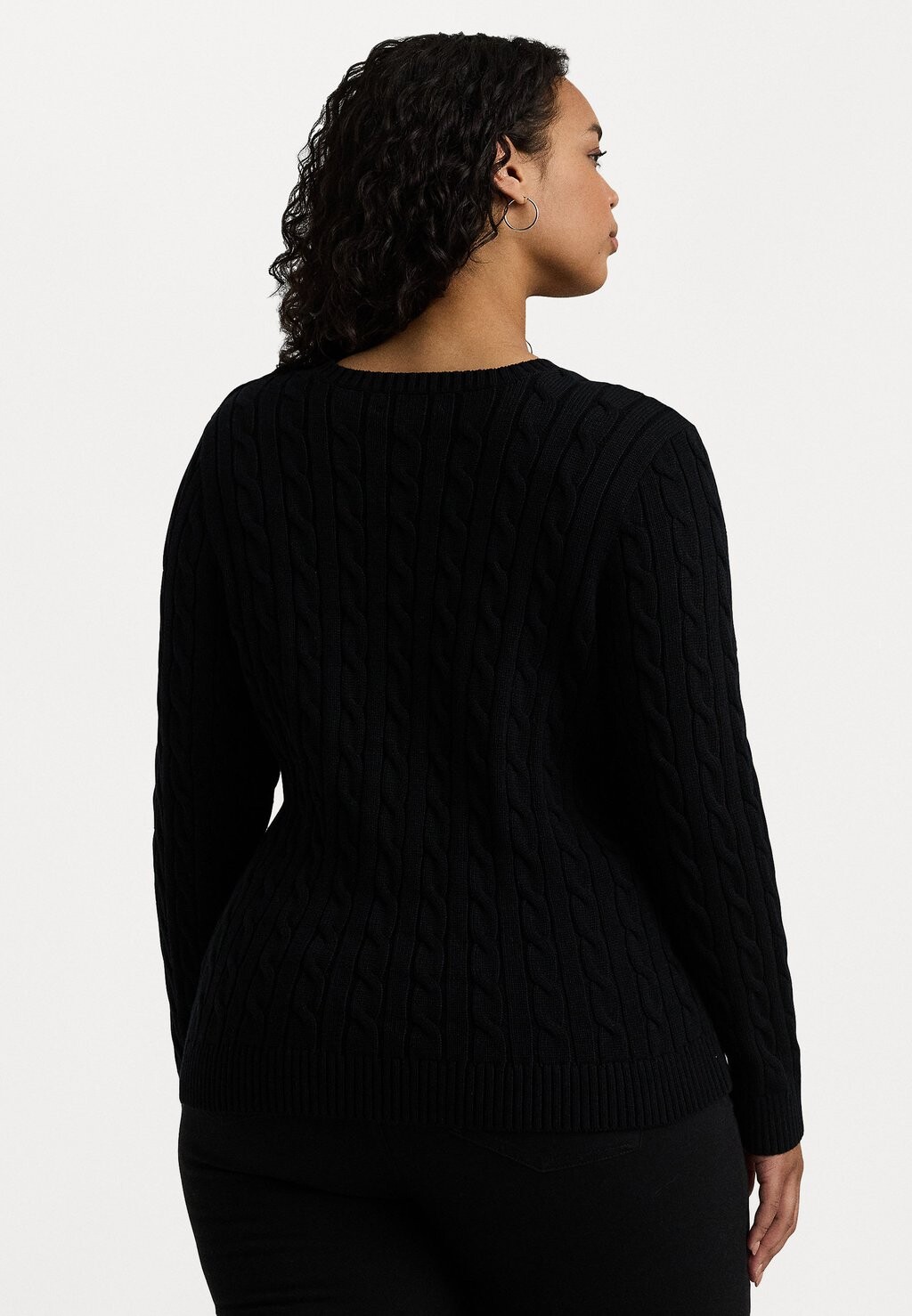 Вязаный свитер BUTTON TRIM CABLE KNIT COTTON SWEATER Ralph Lauren, черный