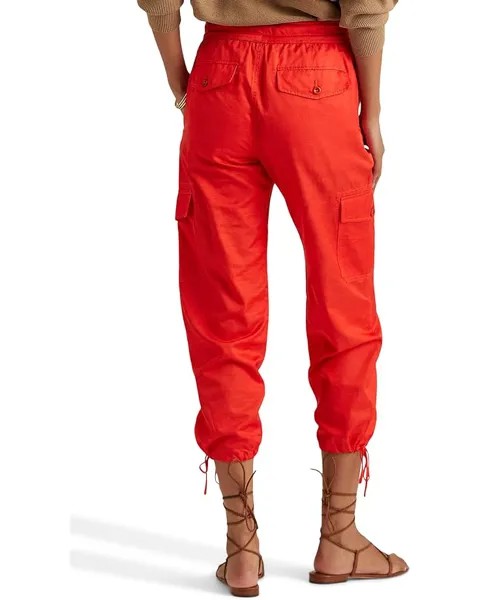 Брюки LAUREN Ralph Lauren Cropped Cotton-Blend Cargo Pants, цвет Tomato