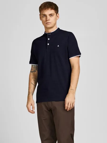 Поло Jack & Jones Polo T Shirt Pique Kurzarm Basic Hemd JJEPAULOS, темно-синий