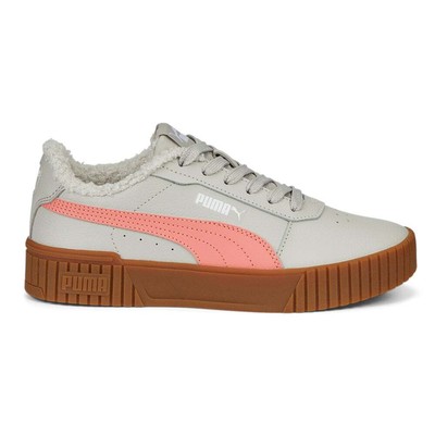Молодежные серые кроссовки Puma Carina 2.0 Wtr с логотипом на перфорированной платформе для девочек, повседневные S
