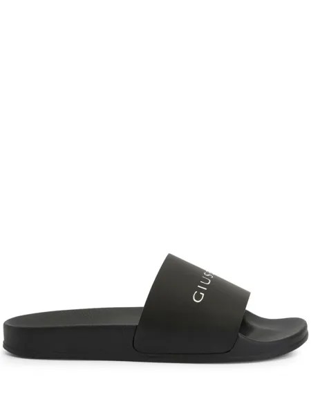 Giuseppe Zanotti шлепанцы с логотипом, черный