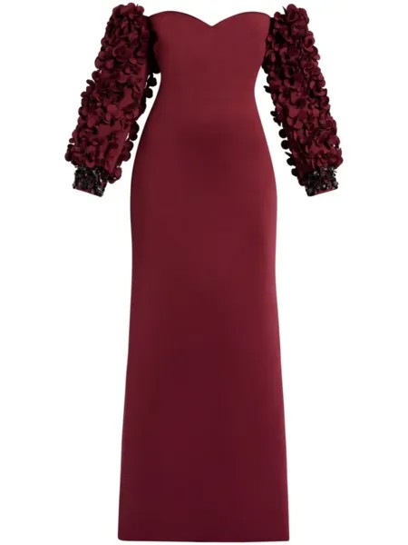 Платье с открытыми плечами Badgley Mischka, красный