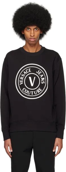 Черный свитшот с V-образной эмблемой Versace Jeans Couture