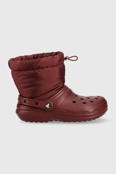 Зимние ботинки Neo Puff Boot Classic на подкладке Crocs, гранат