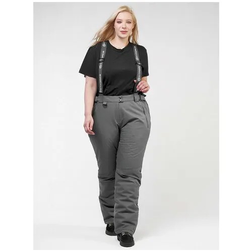 Брюки горнолыжные женские большого размерасерого цвета 1878Sr, 56