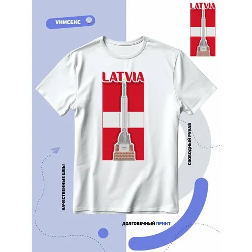 Футболка SMAIL-P флаг Латвии-Latvia и достопримечательность, размер XXL, белый