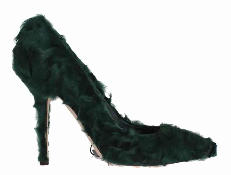 DOLCE - GABBANA Обувь Зеленые кожаные туфли-лодочки Xiangao с мехом ягненка на каблуке EU40 /US9,5
