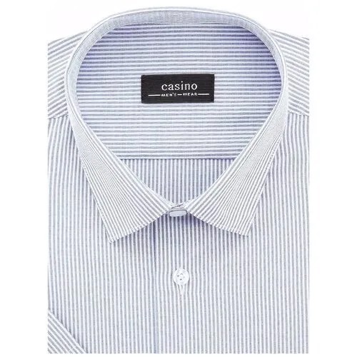 Рубашка мужская короткий рукав CASINO c221/057/8002/Z, Полуприталенный силуэт / Regular fit, цвет Синий, рост 174-184, размер ворота 41