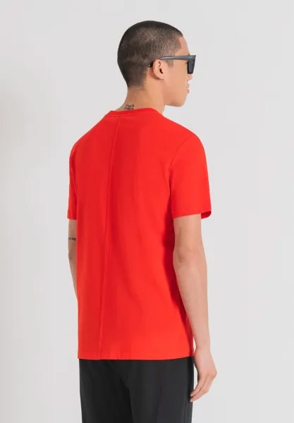Футболка с принтом REGULAR FIT WITH RAISED LOGO Antony Morato, красный