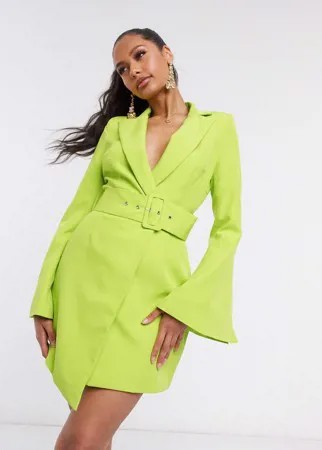 Зеленое платье-пиджак с поясом I Saw It First-Зеленый
