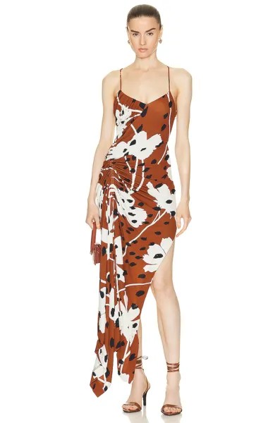 Платье Monse Floral Print Draped Slip, цвет Brown Multi