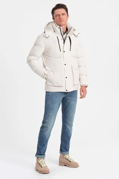 Зимняя куртка с капюшоном и боковыми карманами Ombre, белый
