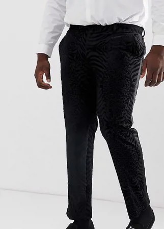 Черные бархатные брюки скинни под смокинг с блестками ASOS DESIGN Plus-Черный