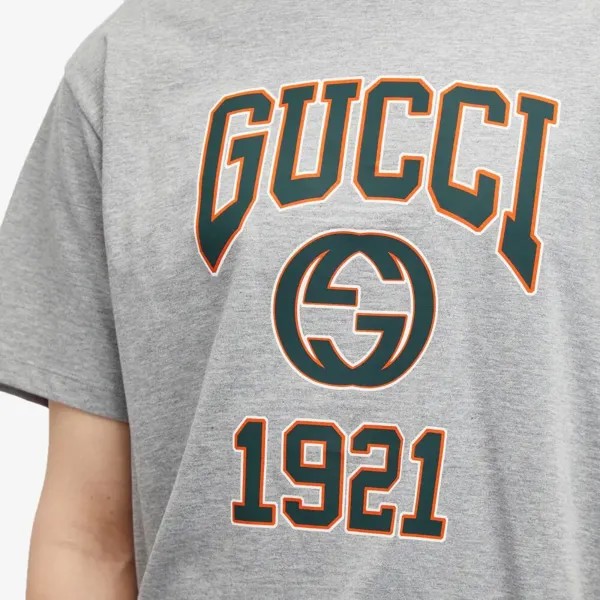 Gucci Футболка с логотипом GG College, серый