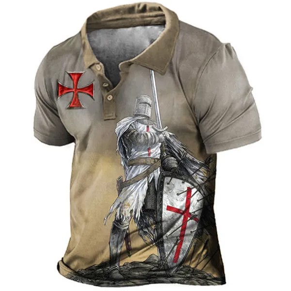 Мужская футболка-поло с принтом Templar Cross на открытом воздухе