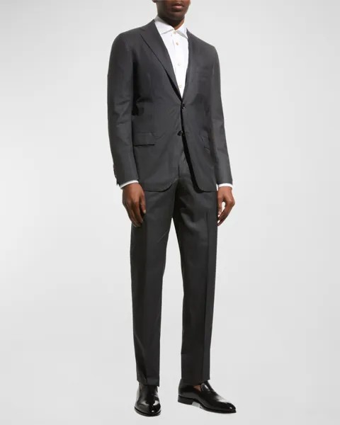 Мужской костюм-двойка из однотонной шерсти Kiton, цвет Grey