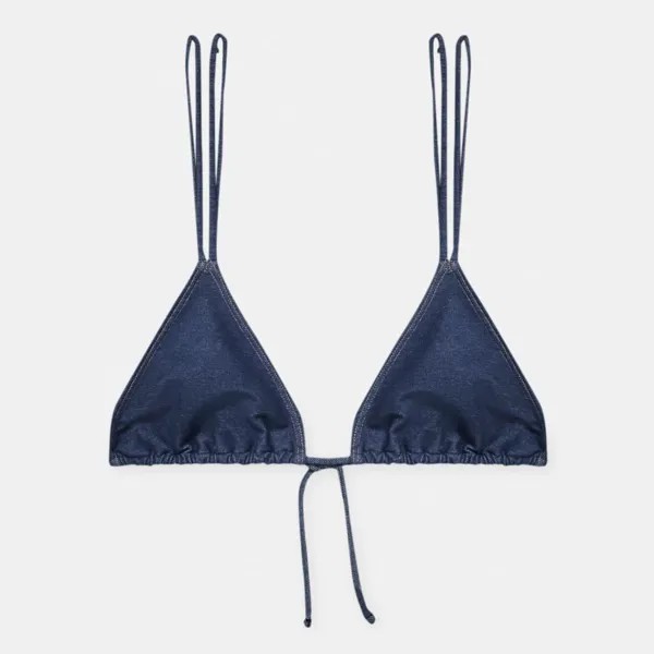 Лиф Pull&Bear Denim Print Bikini, синий