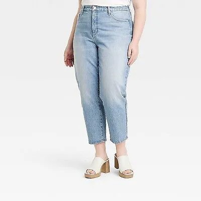 Винтажные прямые джинсы больших размеров для женщин с высокой посадкой - универсальная резьба индиго 18W