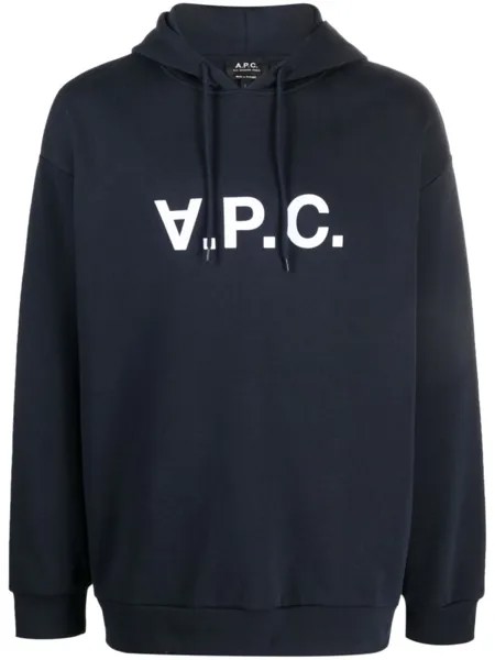 A.P.C. худи с кулиской и логотипом, синий