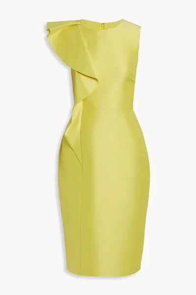 Платье из фая с оборками Badgley Mischka, желтый