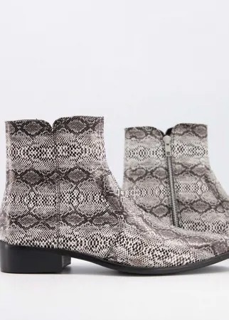 Серые ботинки со змеиным принтом Topman-Серый